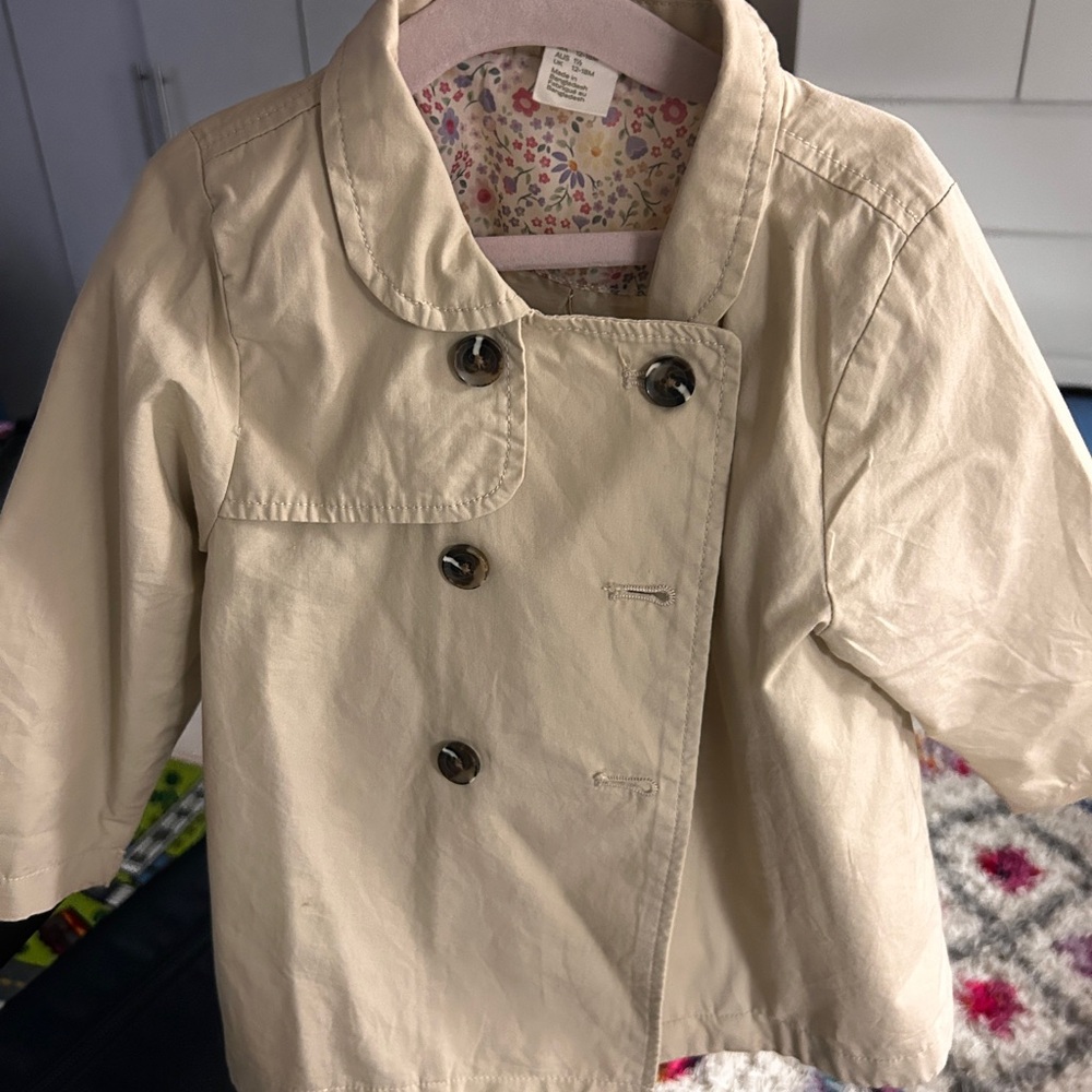 H&M Kids Cream Double-Breasted Pea Coat